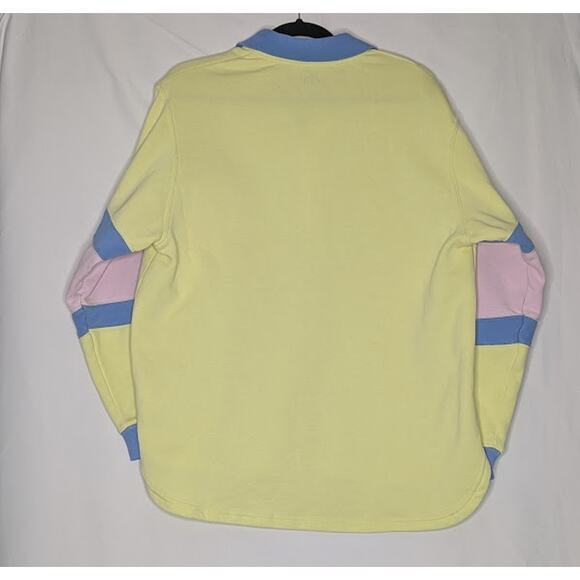 BDG Urban Outfitters Fleece polo style sweatshirt Yellow pink blue size Medium - Picture 7 of 10